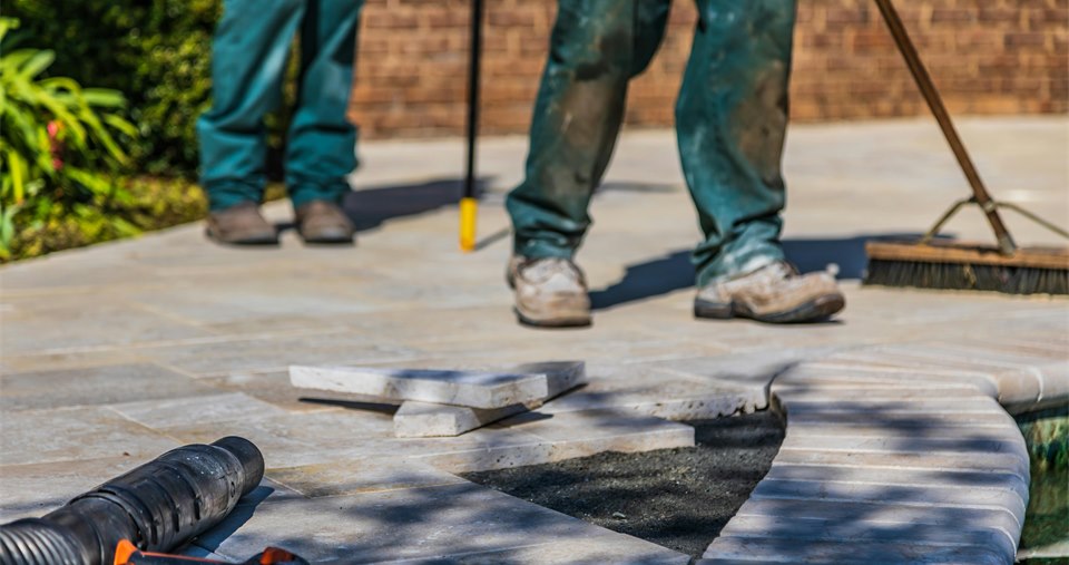 Porcelain paving patio installation by Mighty Contractors